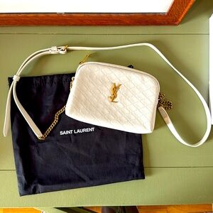 YSL Gaby Zippered Pouch in Lambskin - Blanc Vintage